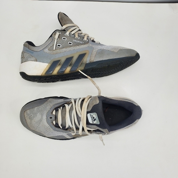 adidas Dropset Shoes Men 11 Trainer Gray White Three Stripe Athletic Sneaker - Picture 14 of 16
